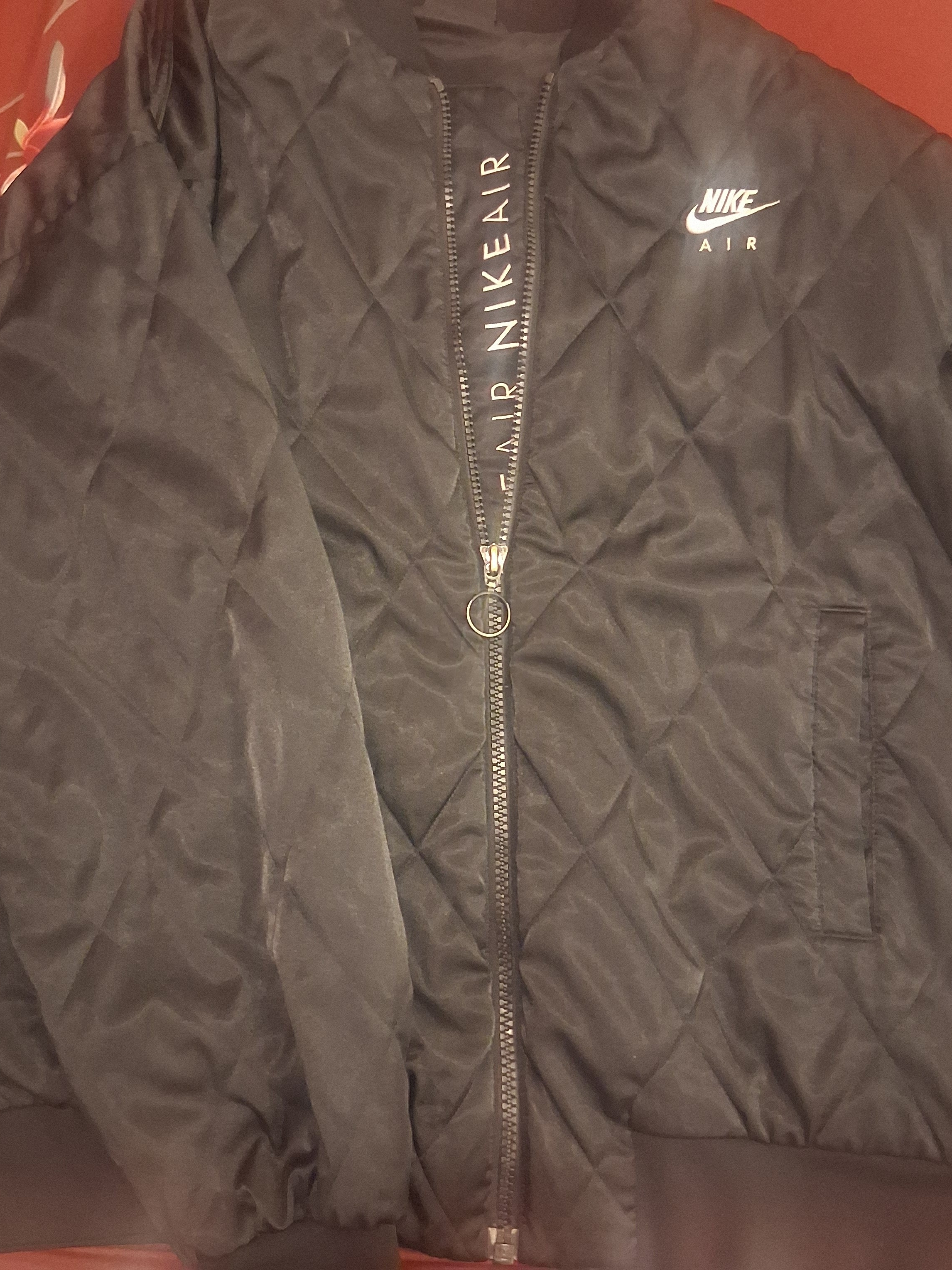 Preowned Nike Air Black Quilted Bomber Jacket